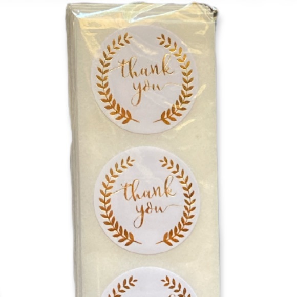 300 Pack of 1" Round Thank You Stickers, Reflective Gold Laurels PRICE IS FIRM - Picture 2 of 3